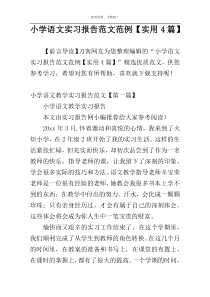 小学语文实习报告范文范例【实用4篇】