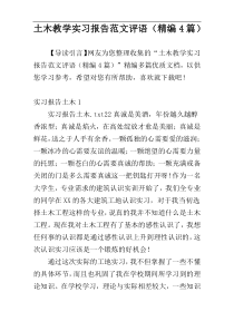 土木教学实习报告范文评语（精编4篇）