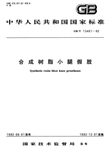 GBT 13461-1992 合成树脂小腿假肢