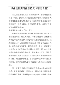 毕业设计实习报告范文（精选5篇）