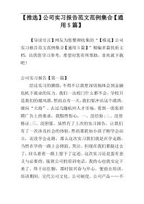 【推选】公司实习报告范文范例集合【通用5篇】