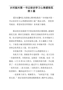 乡村振兴第一书记培训学习心得感悟范例5篇