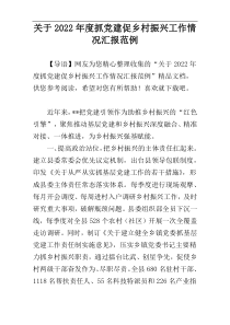 关于2022年度抓党建促乡村振兴工作情况汇报范例