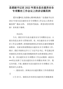 县委副书记在2022年度全县自建房安全专项整治工作会议上的讲话稿范例