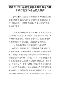 局机关2022年度开展打击整治养老诈骗专项行动工作总结范文范例