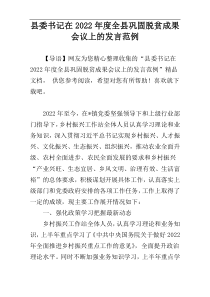 县委书记在2022年度全县巩固脱贫成果会议上的发言范例