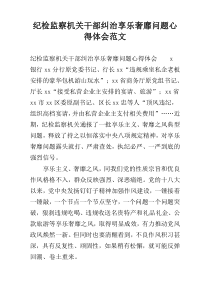 纪检监察机关干部纠治享乐奢靡问题心得体会范文