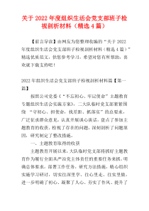 关于2022年度组织生活会党支部班子检视剖析材料（精选4篇）