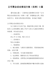 公司聚会活动策划方案（实例）3篇