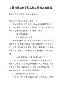 3篇精编培训学校工作总结范文及计划