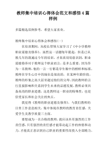 教师集中培训心得体会范文和感悟4篇样例