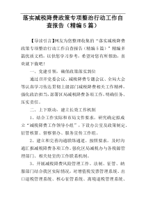 落实减税降费政策专项整治行动工作自查报告（精编5篇）