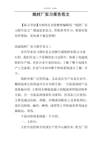 线材厂实习报告范文