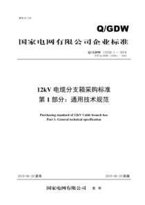 Q∕GDW 13250.1-2018 12kV电缆分支箱采购标准 第1部分：通用技术规范