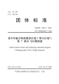 T∕AOPA 0013.7-2021 青少年航空科技教育计划（梦天计划） 第7部分 飞行模拟器