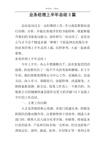 业务经理上半年总结3篇