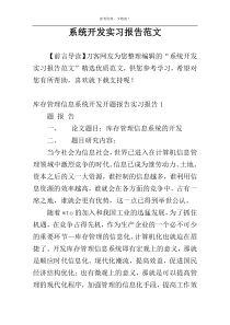 系统开发实习报告范文