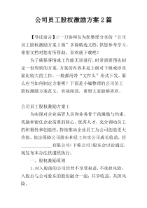 公司员工股权激励方案2篇