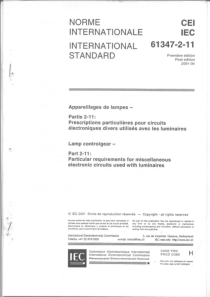 IEC 61347-2-11-2001 灯控制装置 第2-11部分 用照明设备的多种电路特殊要求