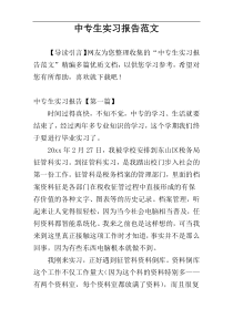 中专生实习报告范文