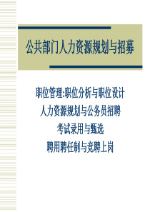 公共部门人力资源规划与招募