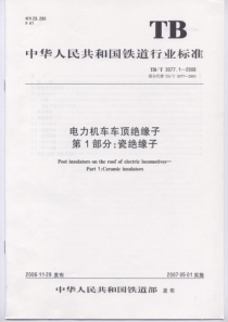 TBT 3077.1-2006 电力机车车顶绝缘子 第1部分：瓷绝缘子