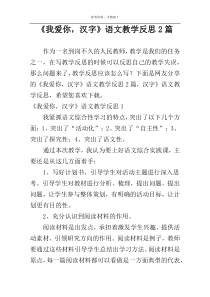 《我爱你，汉字》语文教学反思2篇