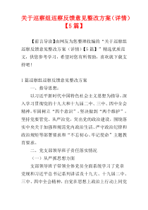 关于巡察组巡察反馈意见整改方案（详情）【5篇】