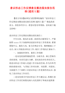 意识形态工作反馈意见整改落实报告范例(通用5篇)