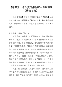 【精品】大学生实习报告范文样例整理【精编4篇】