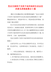 党总支部班子及班子成员组织生活会征求意见表格版集合5篇