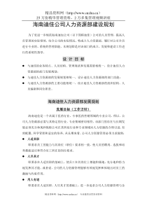 海南迪加公司人力资源部建设规划