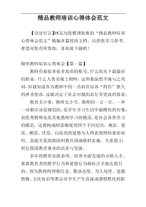 精品教师培训心得体会范文