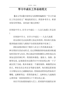 学习中成长工作总结范文