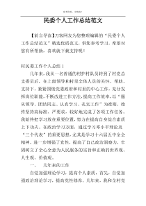 民委个人工作总结范文