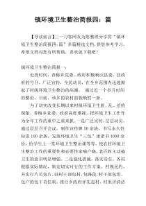 镇环境卫生整治简报四：篇