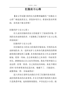 肛肠实习心得