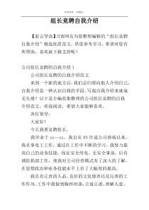 组长竞聘自我介绍