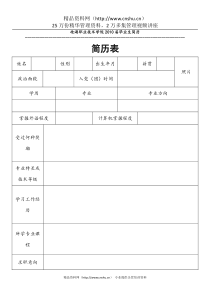 硅湖学院XXXX届毕业生简历