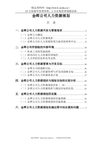 金晖公司人力资源规划