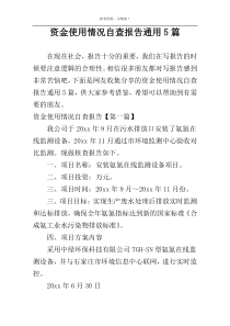 资金使用情况自查报告通用5篇