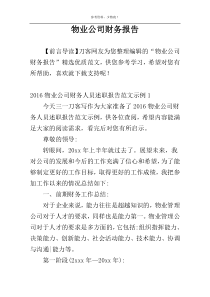 物业公司财务报告