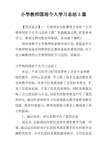 小学教师国培个人学习总结3篇