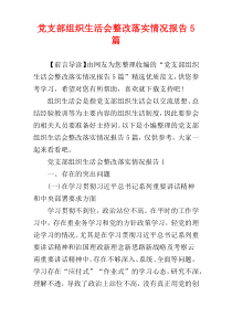 党支部组织生活会整改落实情况报告5篇