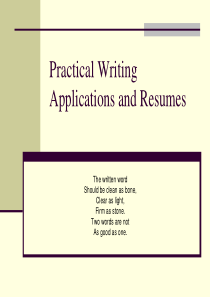 英文求职信和简历写法和范文 Practical Writing--Applications and