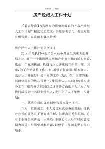 房产经纪人工作计划