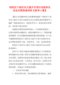 昭阳区干部作风大提升专项行动组织生活会对照检查材料【参考4篇】