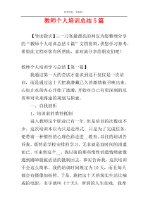 教师个人培训总结5篇