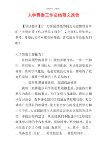 大学班委工作总结范文报告