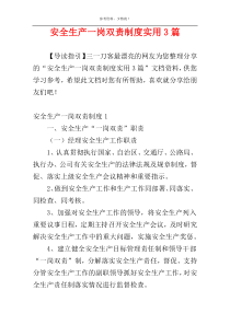 安全生产一岗双责制度实用3篇